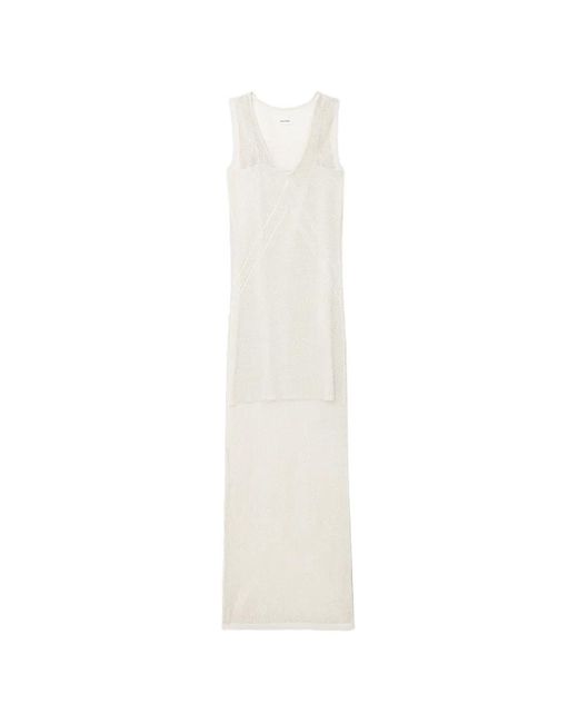 Zadig & Voltaire White Maxi Riza Open-Knit Dress