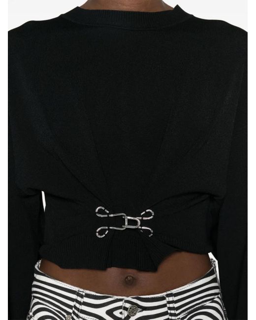 Moschino Black Hook-Detail Cropped Sweatshirt