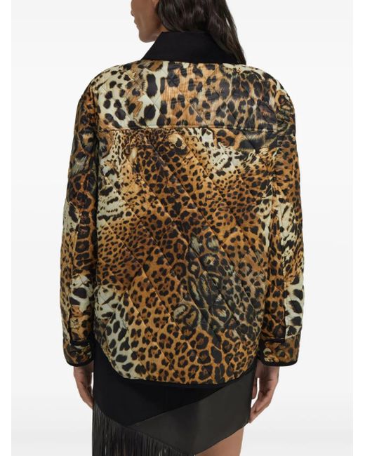 Roberto Cavalli Black Leopard-Print Jacket