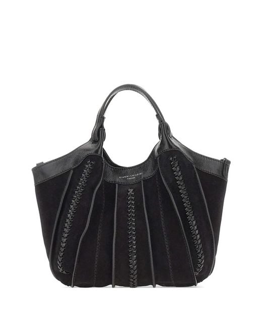 Gianni Chiarini Black Dua Woven Leather Tote Bag