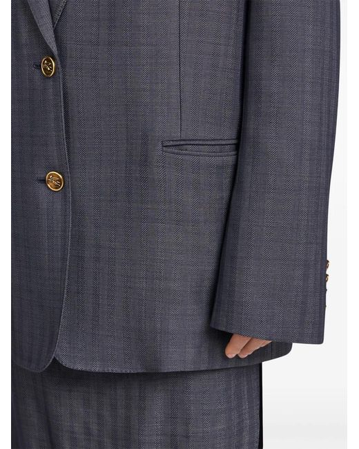 Etro Blue Logo-Engraved Buttons Oversized Jacket