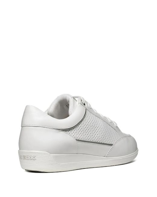 Geox White Myria Perforated Leather Sneakers