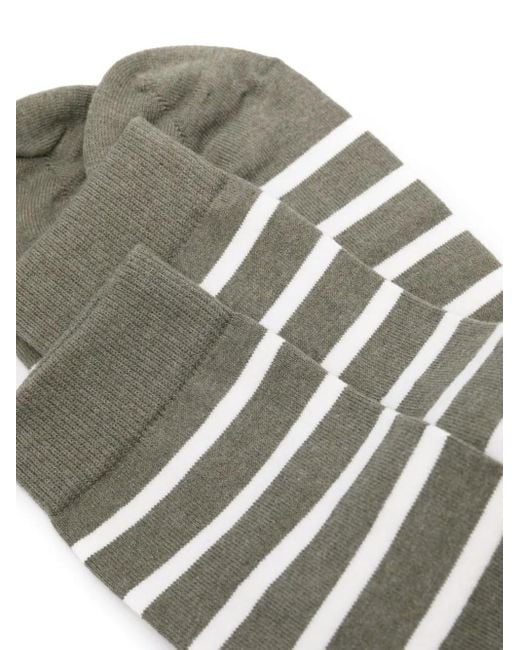 Sunspel Gray Striped Ankle Socks for men