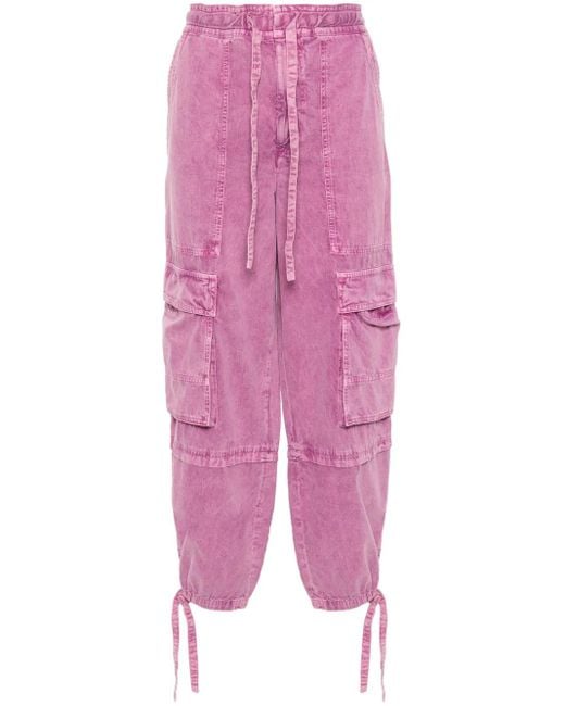 Isabel Marant Pink Ivy Mid-Rise Denim Cargo Pants