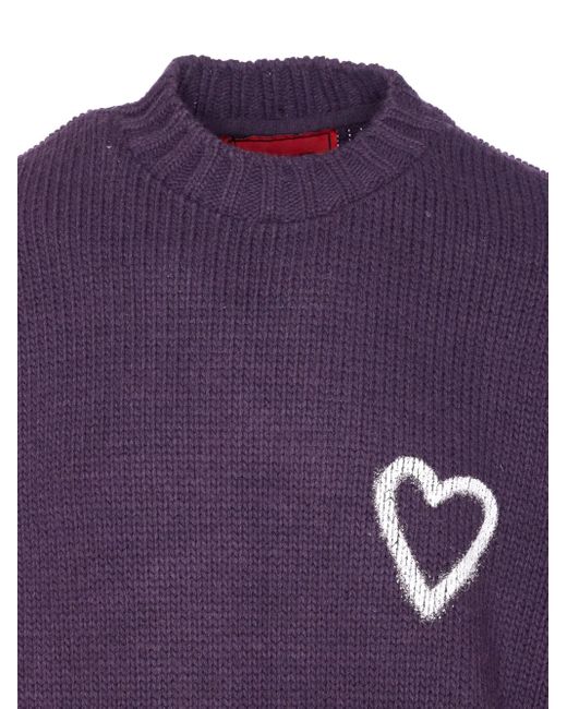 Vision Of Super Sweatshirt mit Herzstickerei in Purple für Herren