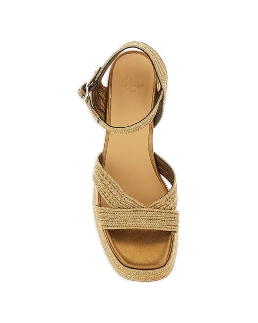 Castaner Metallic Vallita Woven Ankle-Strap Sandals