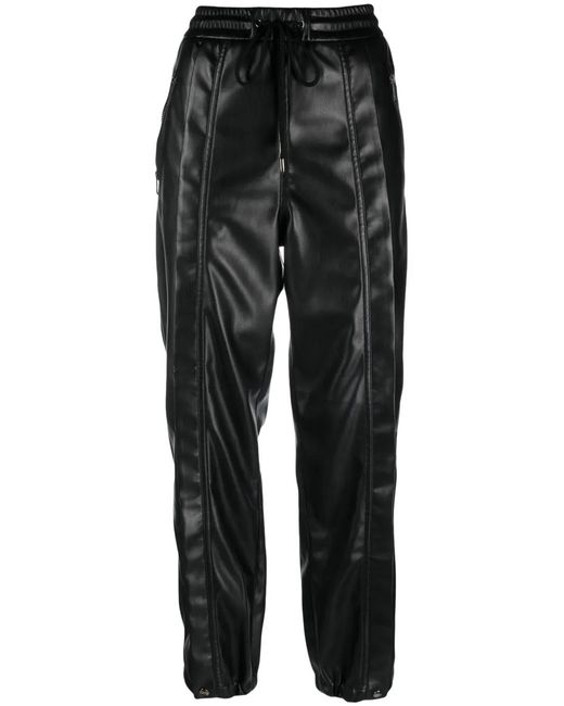 Iceberg Black Faux-Leather Straight-Leg Trousers