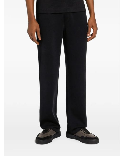 Dolce & Gabbana Black Logo-Embroidered Track Pants for men