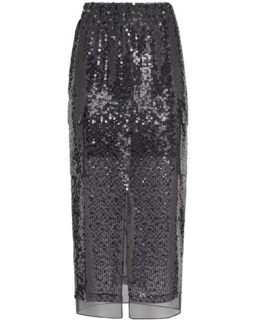 Minijupe Brodée De Sequins À Taille Haute Brunello Cucinelli en coloris Gray