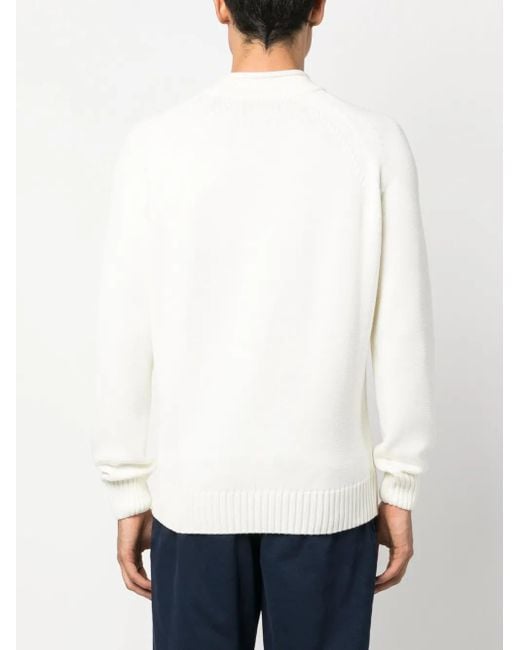 Zanone White Mock-Neck Fine-Knit Jumper for men