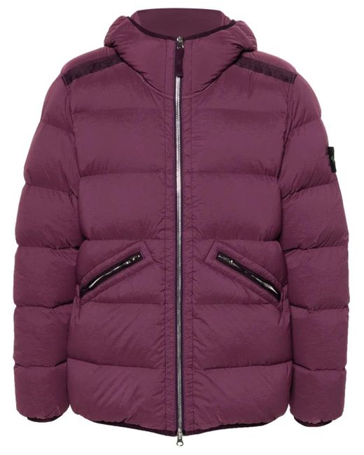 Piumino Compass Con Cappuccio di Stone Island in Purple da Uomo