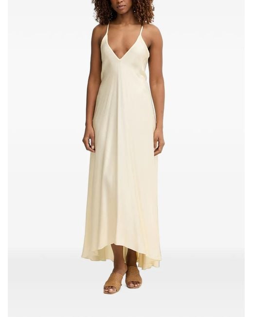 Haveone Natural Back-Tie Flared Asymmetric Dress