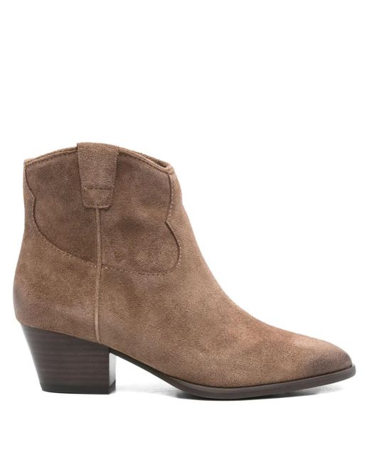 Ash Brown 45Mm Suede-Leather Pointed-Toe Boots