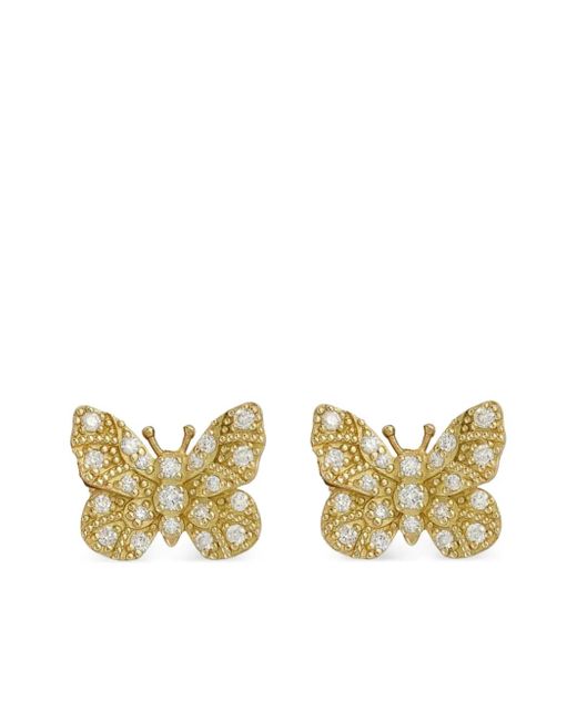 Tanya Farah Metallic 18K Butterfly Diamond And Enamel Butterfly Earrings