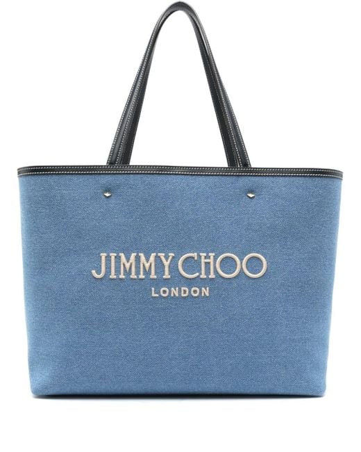 Jimmy Choo Blue Marlis Denim Tote Bag