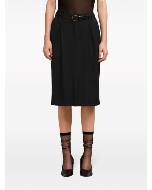 Falda midi con cintura alta AMI de color Black