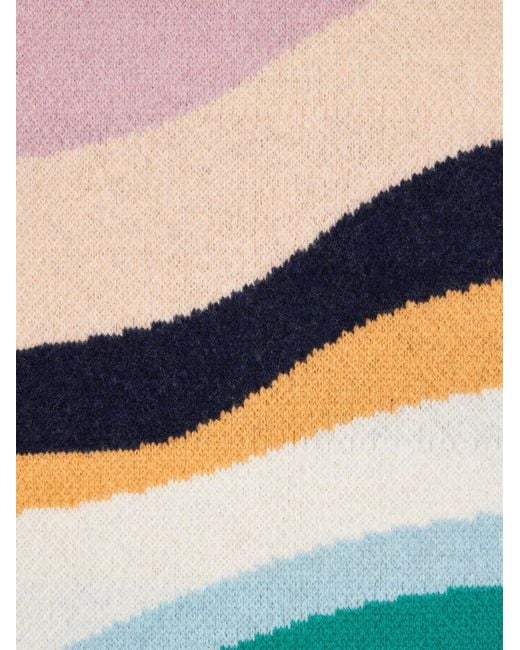 Paul Smith Gray Stripe-Pattern Lambs Wool Scarf