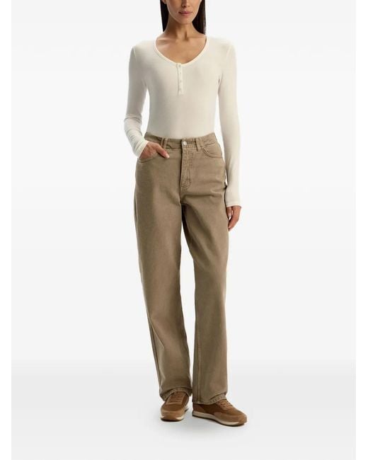 12 STOREEZ Natural Henley Buttoned Top