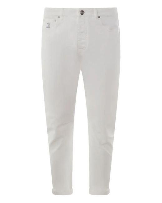 Brunello Cucinelli Jeans Met Logopatch in het Gray voor heren