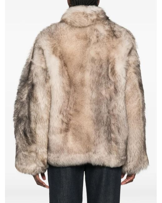 Salvatore Santoro Natural Zip-Up Faux-Fur Coat