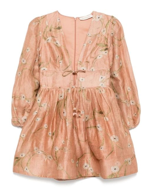 Zimmermann Pink Illuminate Drawn Mini Dress