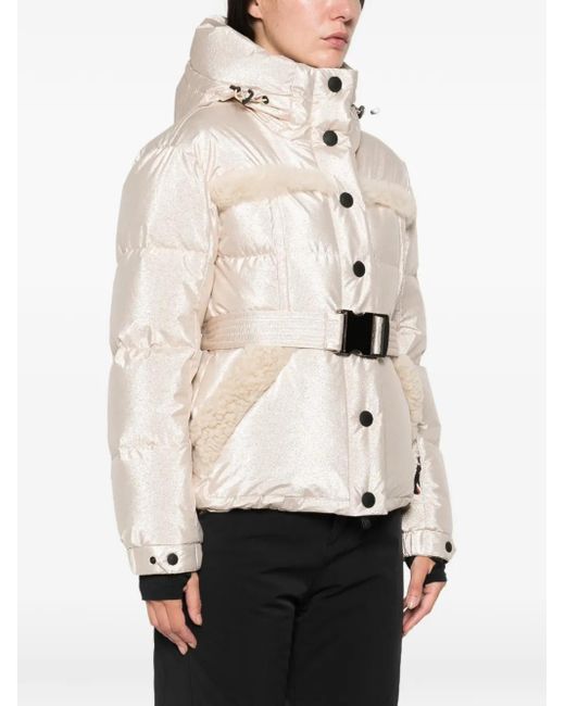 Moncler Natural Moncler Mondim Metallic Shearling-Trimmed Hooded Insulated Ski Jacket