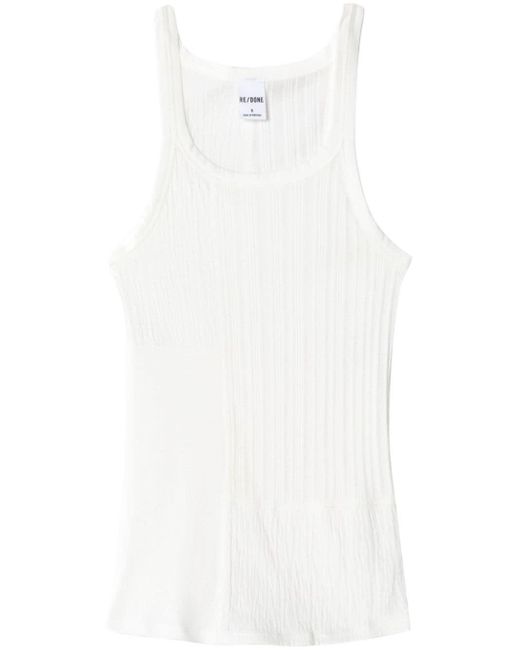 Re/done White Mixed-panel Ribbed Tank Top