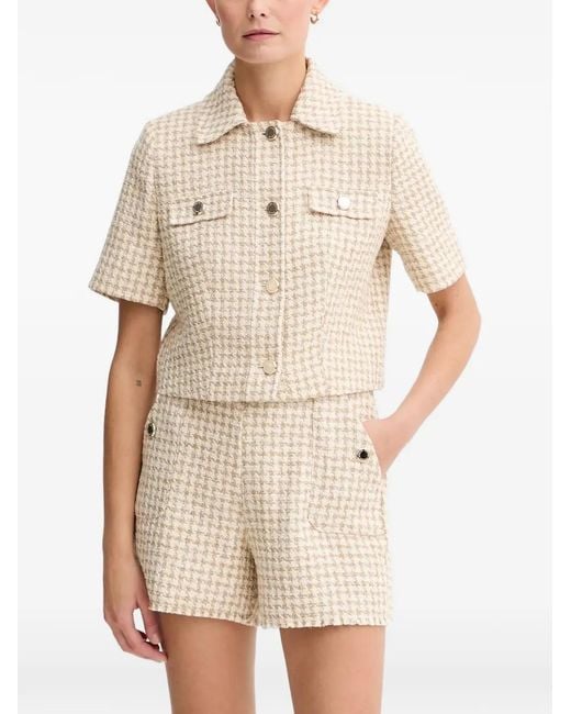 Morgan Natural Houndstooth Cropped Shirt