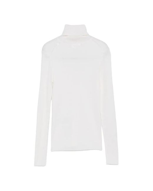 P.A.R.O.S.H. White Ribbed-Knit Roll-Neck Sweater