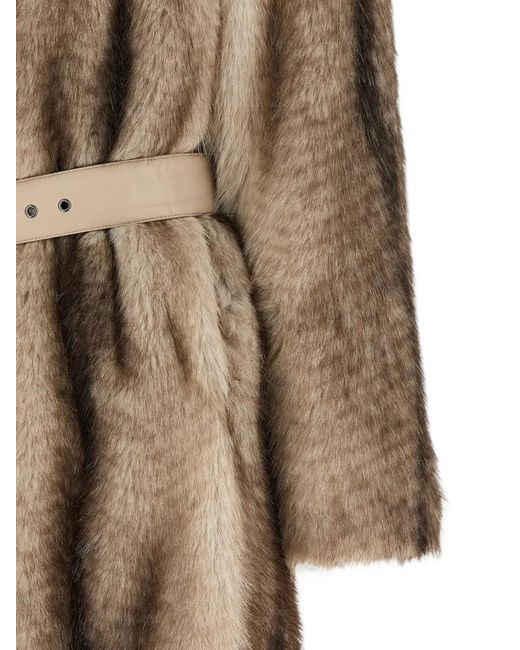 Twinset Natural Manteau Ceinturé À Effet Dégradé