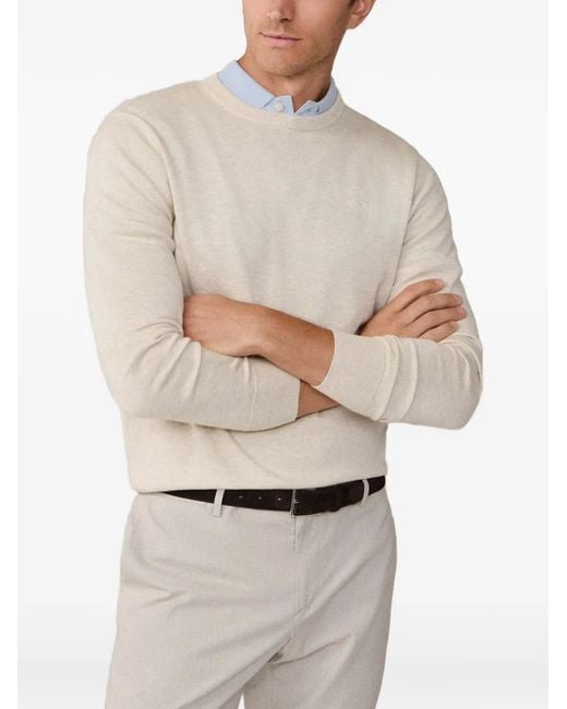 Hackett White Embroidered-Logo Crew-Neck Sweater for men