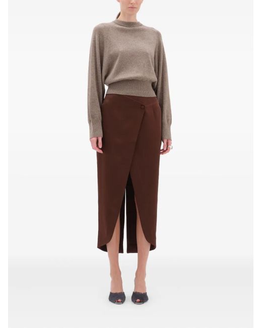 Remain Brown Wrap Midi Skirt