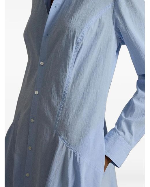 Polo Ralph Lauren Blue Robe-Chemise En Coton À Empiècements