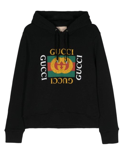 Gucci Black Fake Logo Oth Hoodie for men