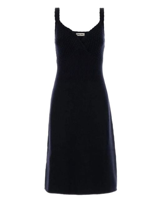 Miu Miu Black Knitted Midi Dress