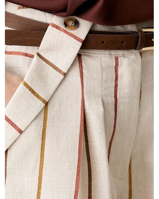 ViCOLO Natural Striped Pleated Shorts