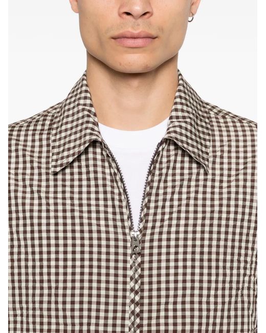 Moncler Brown Gingham Crinkle Shirt Jacket for men