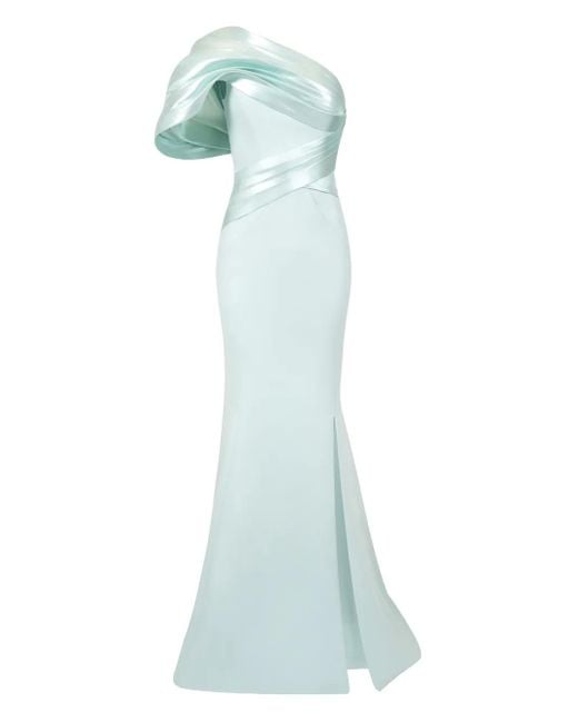 Gaby Charbachy Blue One-Shoulder Mermaid Gown