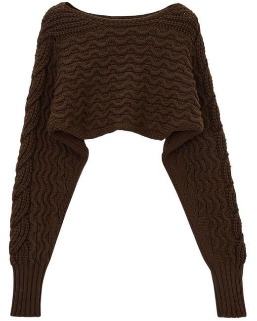 Lemaire Brown Cable-Knit Sleeved Scarf