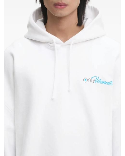 Vetements White Logo-Print Hoodie for men