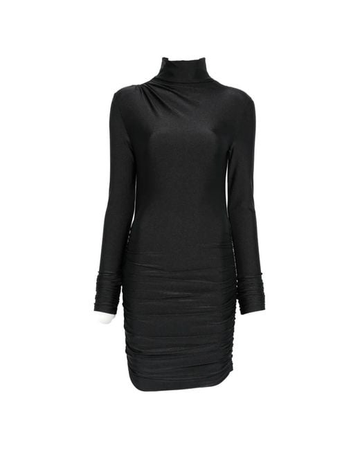 ANDAMANE Black Oleandra Ruched High-Neck Mini Dress