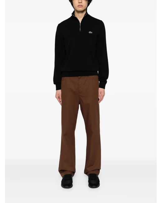 Lacoste Black Cotton Zipped Top for men