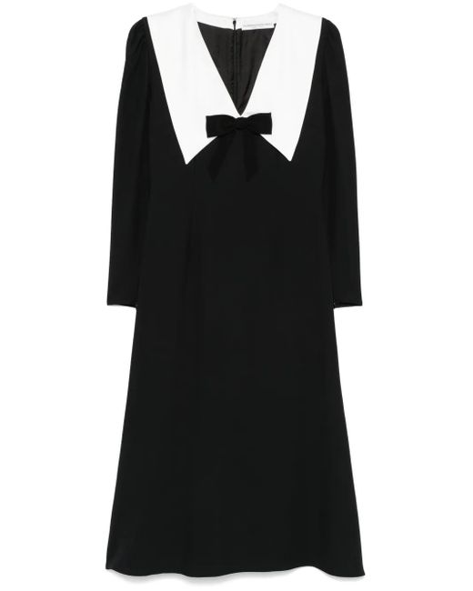 Alessandra Rich Black Crepe Midi Dress