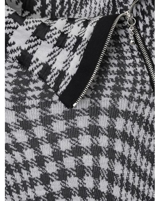 Burberry Gray Warped Houndstooth-Pattern Midi Dress