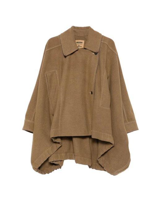 Uma Wang Natural Oversized Asymmetric-Hem Cape