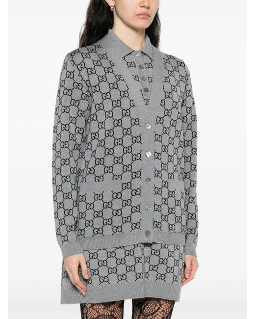 Gucci Gray Gg-Monogram Cardigan