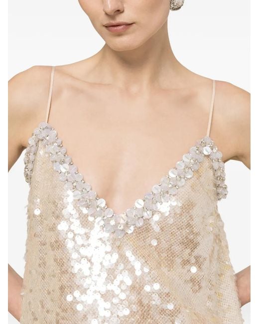 Nissa Natural Backless Sequin Maxi Dress