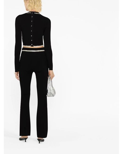 Rabanne Black Crystal-Embellished Flared Trousers