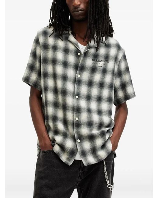 メンズ AllSaints チェック シャツ Gray
