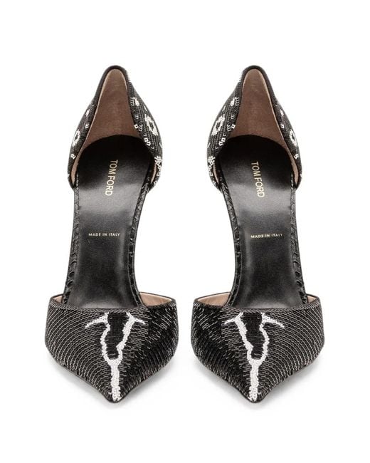 Tom Ford Metallic Sequin-Embroidered Pumps